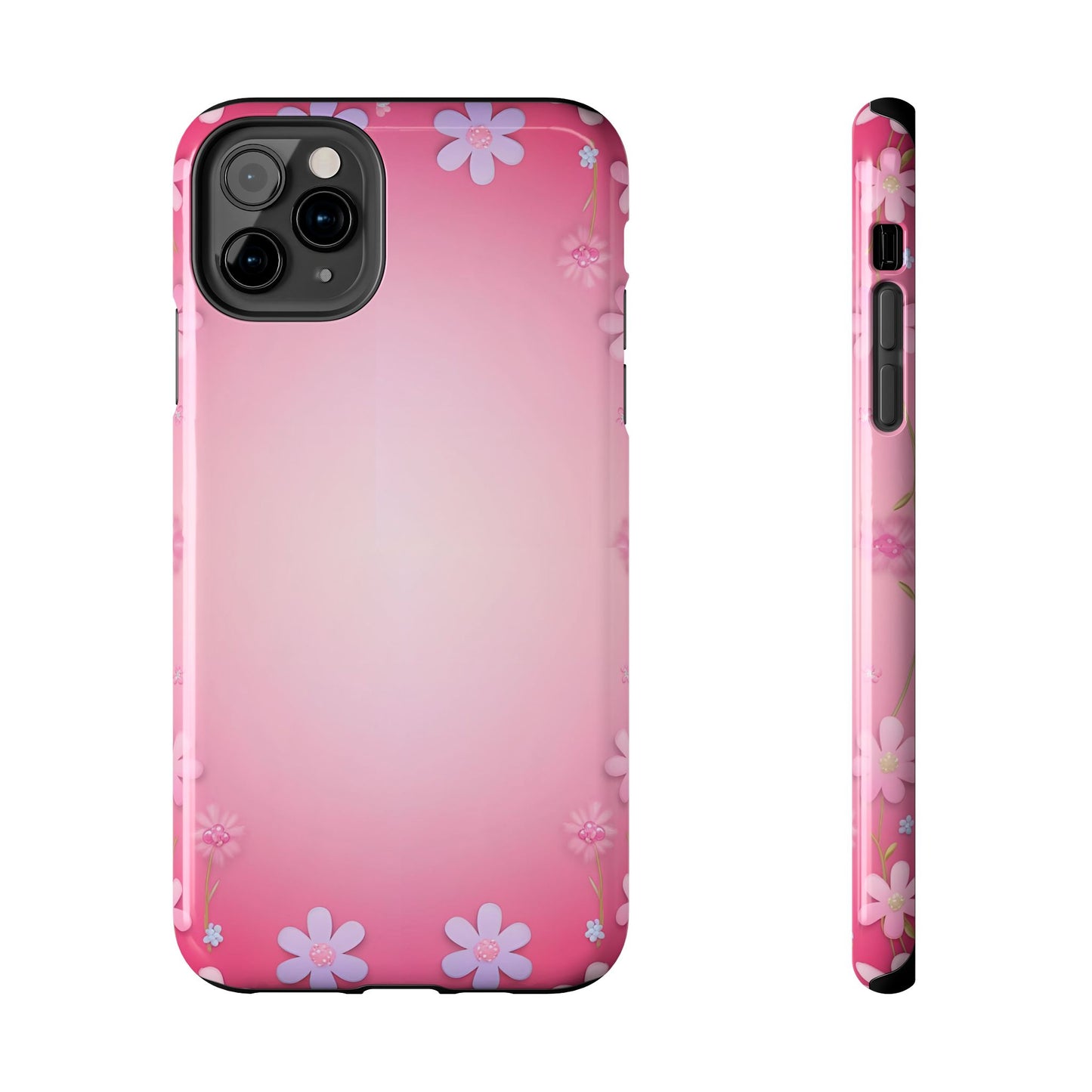 Phone Case - Flowers on Pink Ombre Design