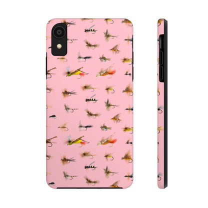 Dry Fly Fishing Lures in Pink Tough Phone Case for iPhone and Samsung Smartphones