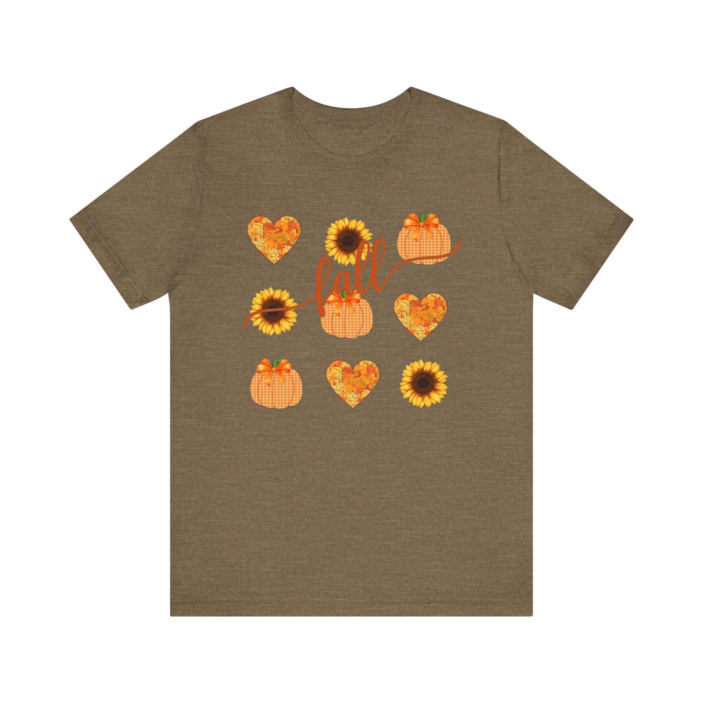 Fall Sweatshirt with Hearts, Sunflowers, and Pumpkins