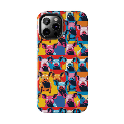 Colorful Pop Art Style Pigs Design - Tough Phone Cases for iPhone and Samsung Smartphones