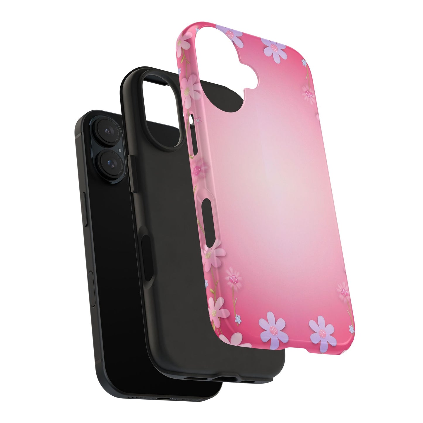 Phone Case - Flowers on Pink Ombre Design
