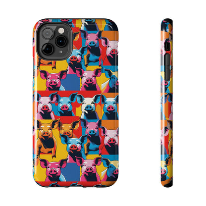 Colorful Pop Art Style Pigs Design - Tough Phone Cases for iPhone and Samsung Smartphones