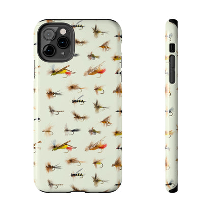 Dry Fly Fishing Lures in Cream  Tough Phone Case for iPhone and Samsung Smartphones