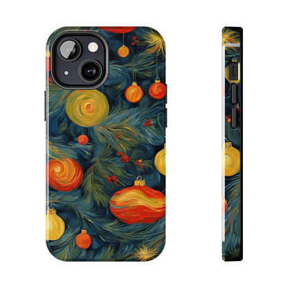 Christmas Tree and Ornaments Whimsical Art- Tough Phone Case for iPhones and Samsung Smartphones