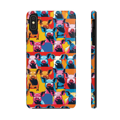 Colorful Pop Art Style Pigs Design - Tough Phone Cases for iPhone and Samsung Smartphones