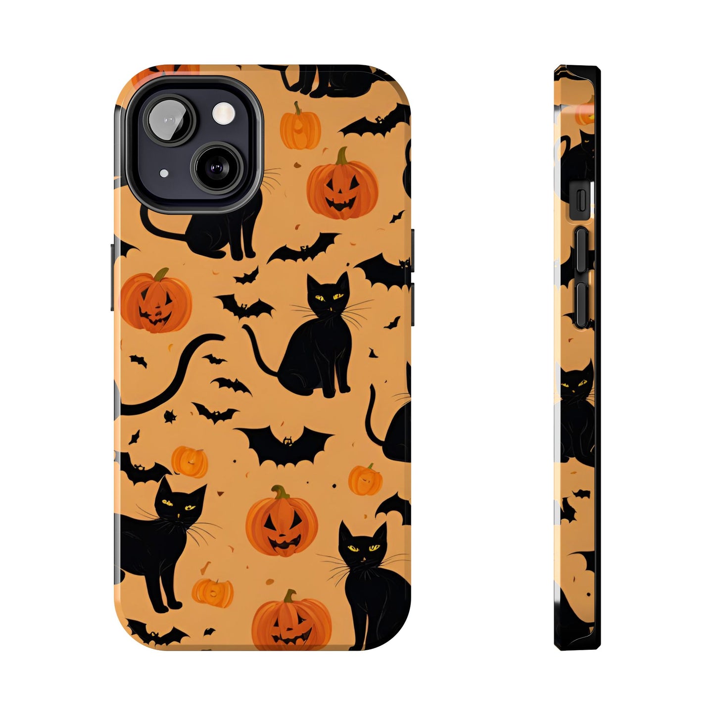 Halloween Black Cats and Pumpkins - Tough Phone Case for iPhones and Samsung Smartphones