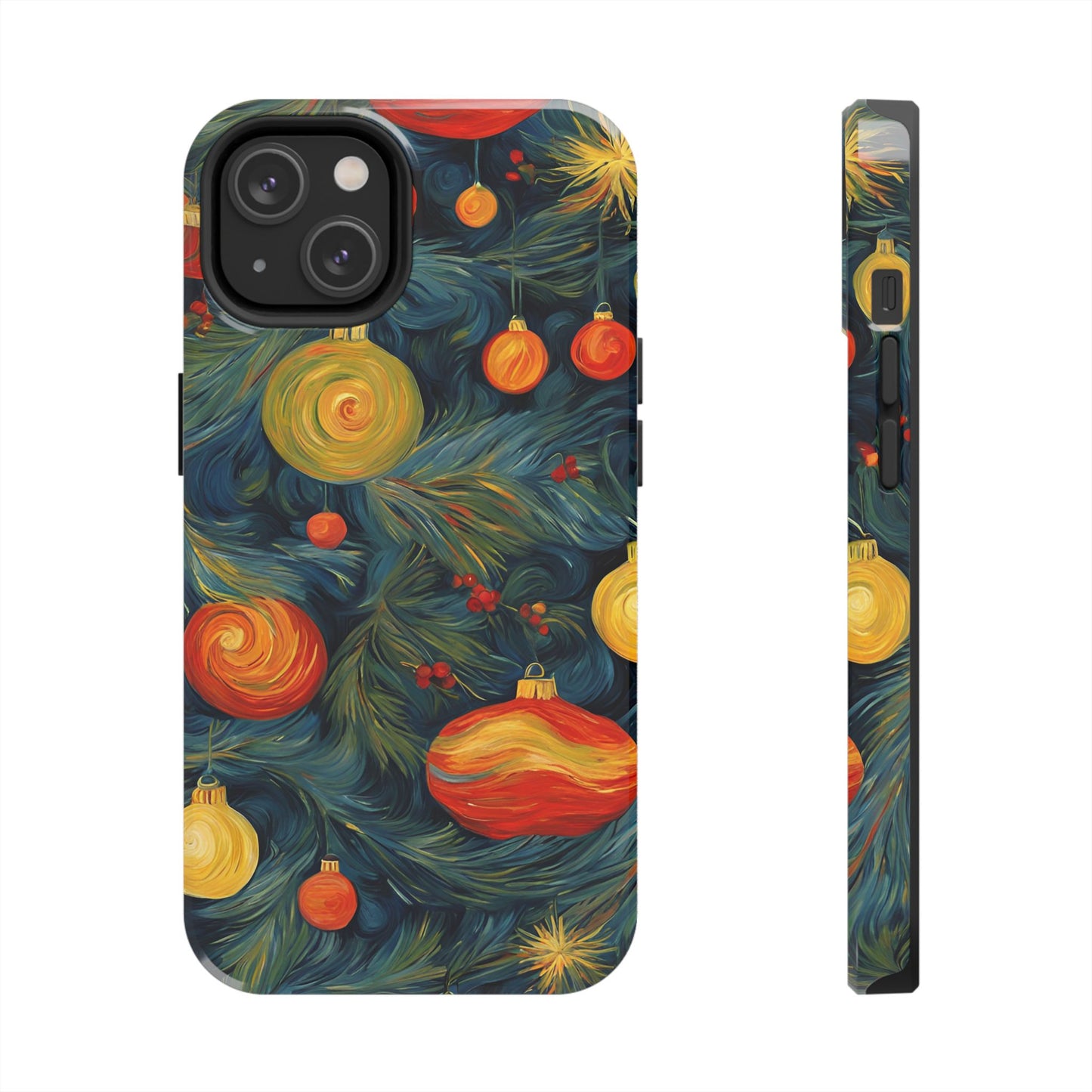 Christmas Tree and Ornaments Whimsical Art- Tough Phone Case for iPhones and Samsung Smartphones