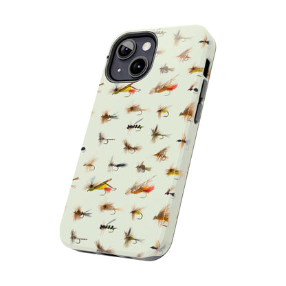 Dry Fly Fishing Lures in Cream  Tough Phone Case for iPhone and Samsung Smartphones