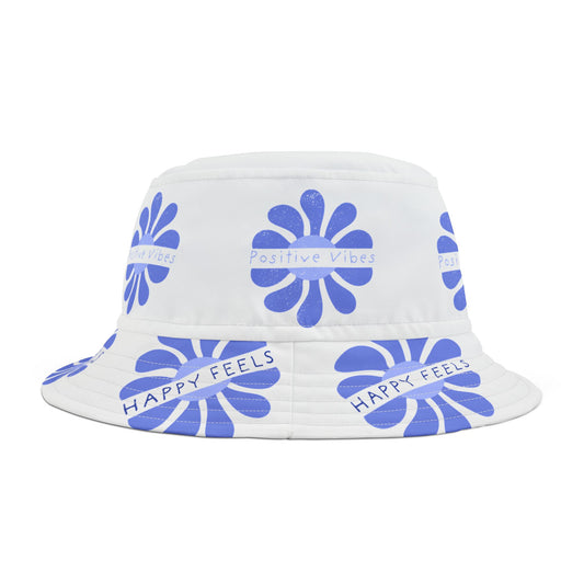 Bucket Hat with Positive Vibes Retro Design