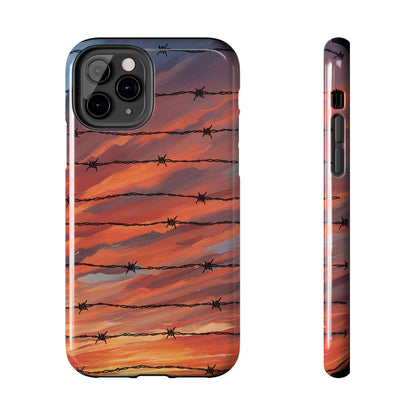 Barbed Wire at Sunset Tough Phone Case for iPhone and Samsung Smartphones