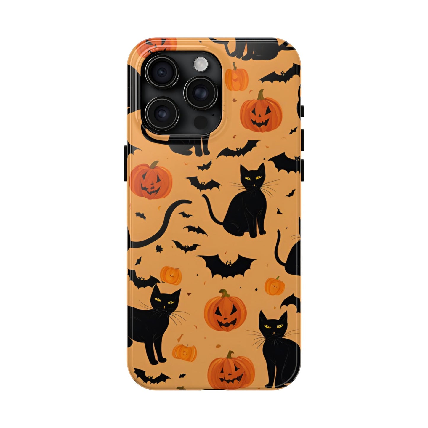 Halloween Black Cats and Pumpkins - Tough Phone Case for iPhones and Samsung Smartphones