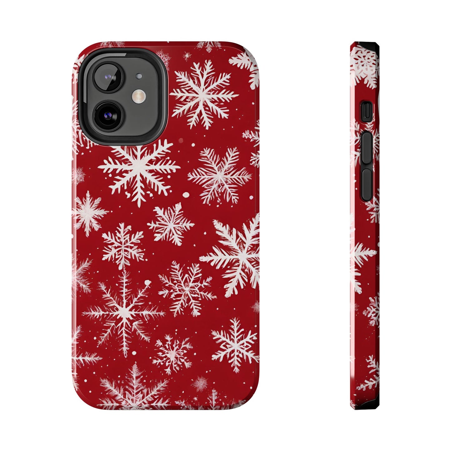 Snowflakes on Red - Tough Phone Case for iPhone and Samsung Phone Cases