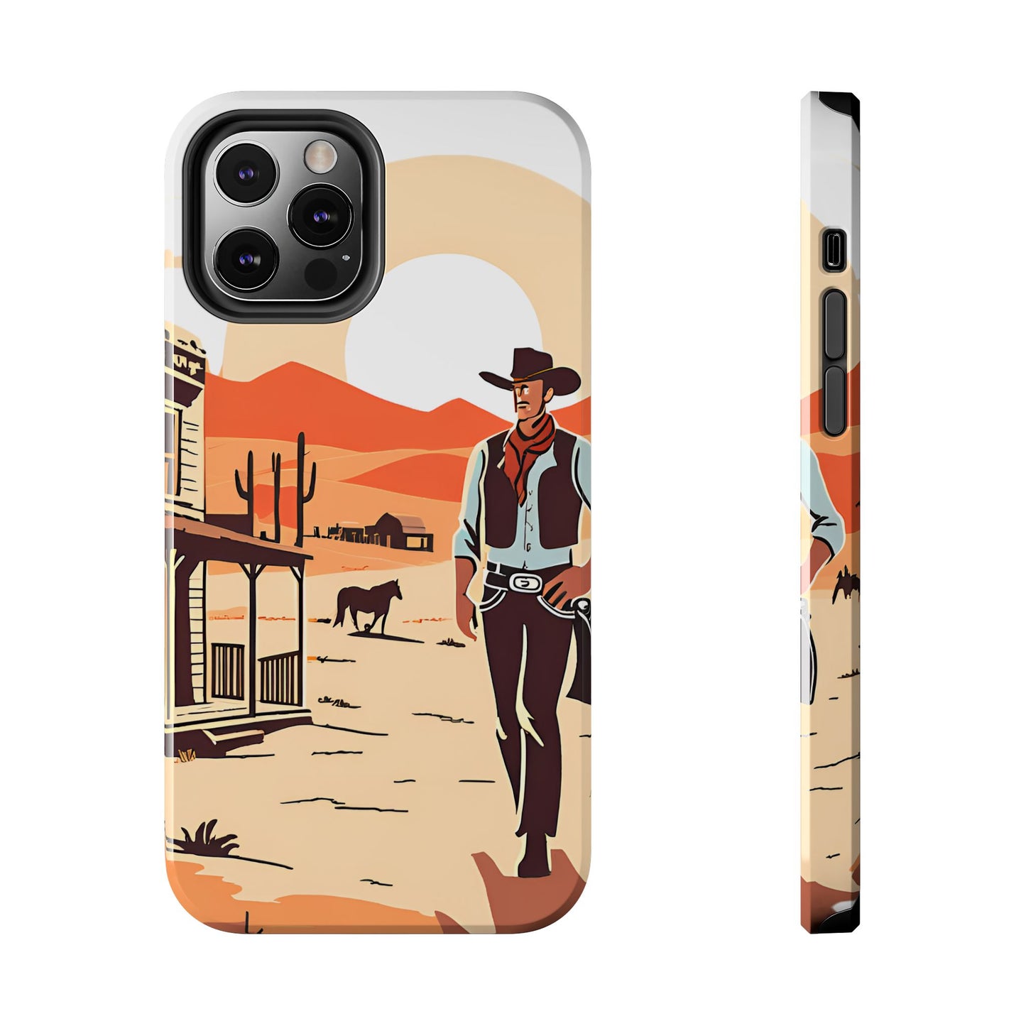 Retro Western Old West Design -Tough Phone Case for iPhone and Samsung Smartphones