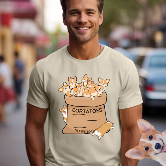 50 lbs. of 'Cortadoes'  Heavy Cotton Tee -  For Corgi and Other Dog Lovers