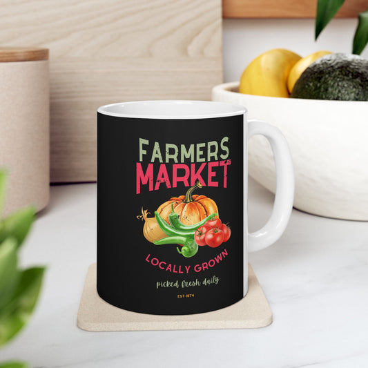 Distressed Farmer's Market Ceramic Mug, (11oz, 15oz)