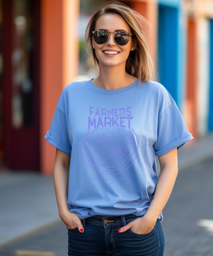 Distressed Farmer's Market Heavy Cotton Tee - Women's