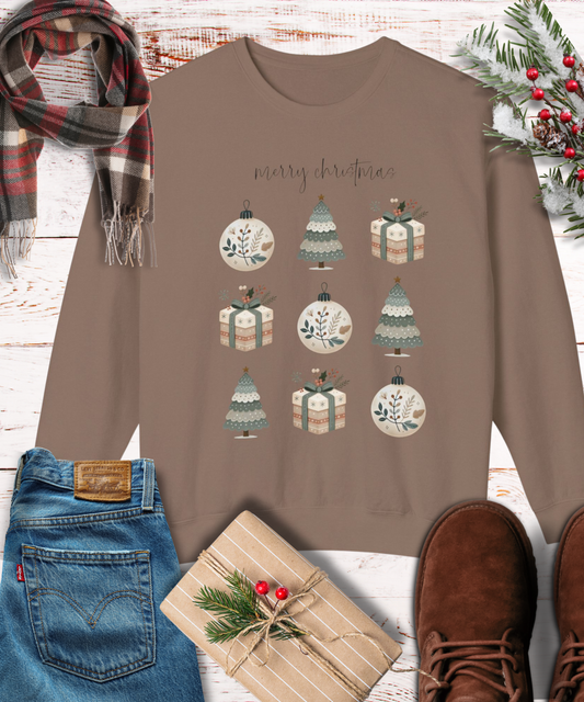 Christmas Lightweight Crewneck Sweatshirt - Merry Christmas Design