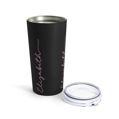 20oz Tumbler Personalized Minimal and Elegant Design - Black with Pink