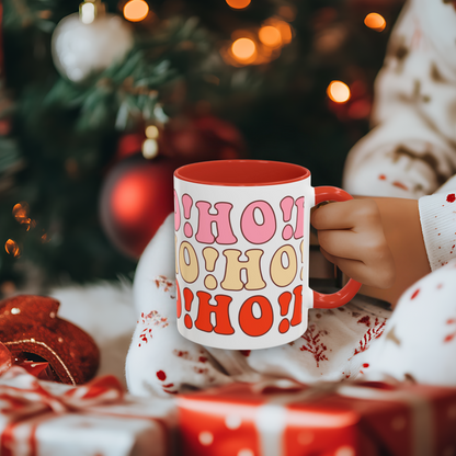 "HO! HO! HO! Accent Coffee Mug (11oz, 15oz) Fun Christmas Mug