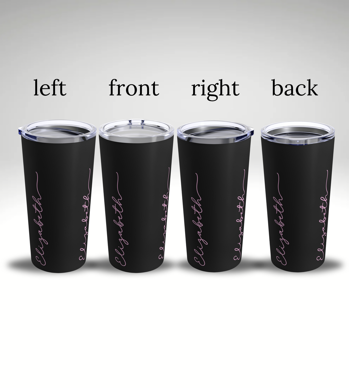 20oz Tumbler Personalized Minimal and Elegant Design - Black with Pink