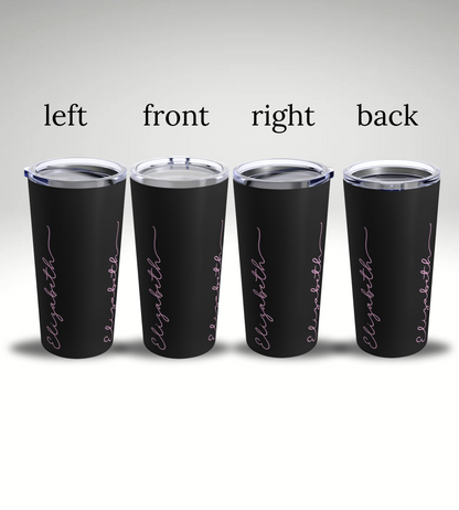 20oz Tumbler Personalized Minimal and Elegant Design - Black with Pink