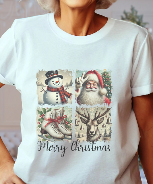 Christmas Collage Tee with Retro Prints