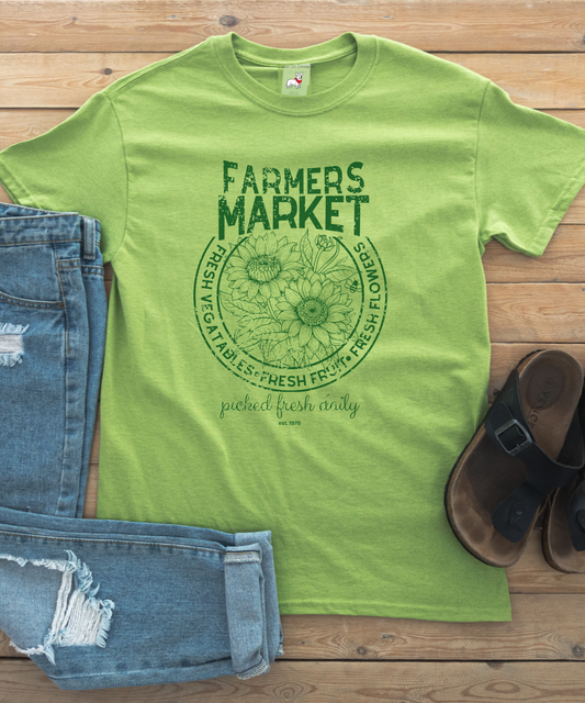 Distressed Farmer's Market Heavy Cotton Tee - Women's