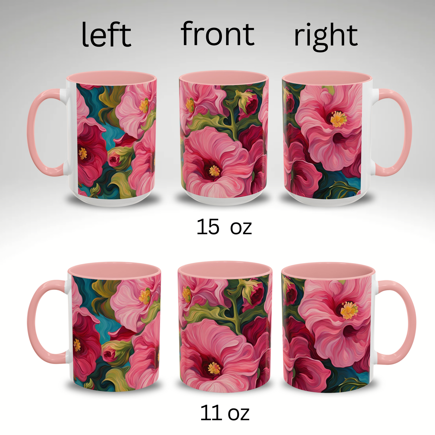 Coffee Tea Mug Holly Hocks Artful Floral Series Accent Coffee Mug (11, 15oz)