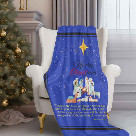 Plush Blanket - Nativity Scene Luke 2:11-12 CHRISTmas