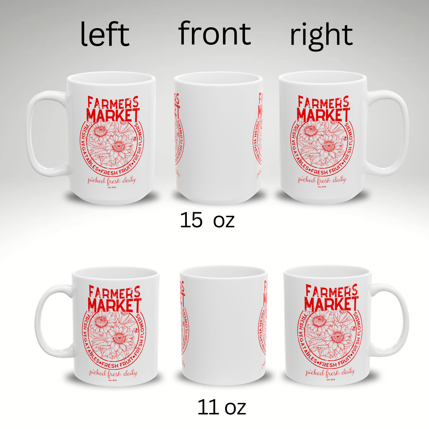 Coffee Tea Mug Farmers Market in Red Distressed Design - Series