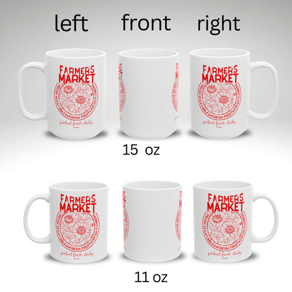 Coffee Tea Mug Farmers Market in Red Distressed Design - Series